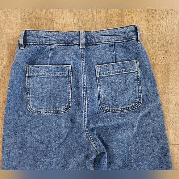 Paris Atelier & Other Stories Faded Flare Patch Pocket High Rise Jeans 28 (D16) - Picture 11 of 11